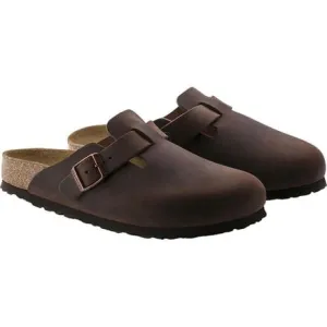 Birkenstock Women's Boston Leather Clogs with Soft Insole, Habana Oiled Leather