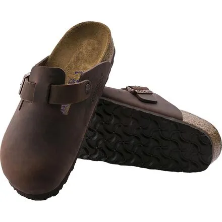 Birkenstock Women's Boston Leather Clogs with Soft Insole, Habana Oiled Leather