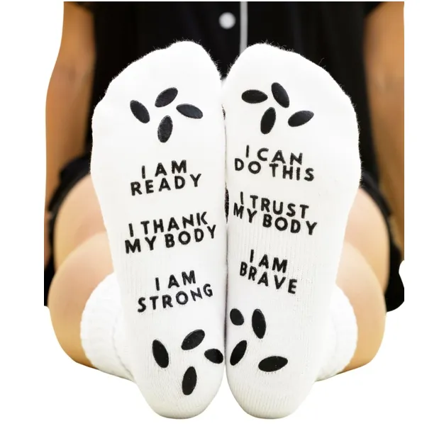 Birthing Affirmation Hospital Socks - White