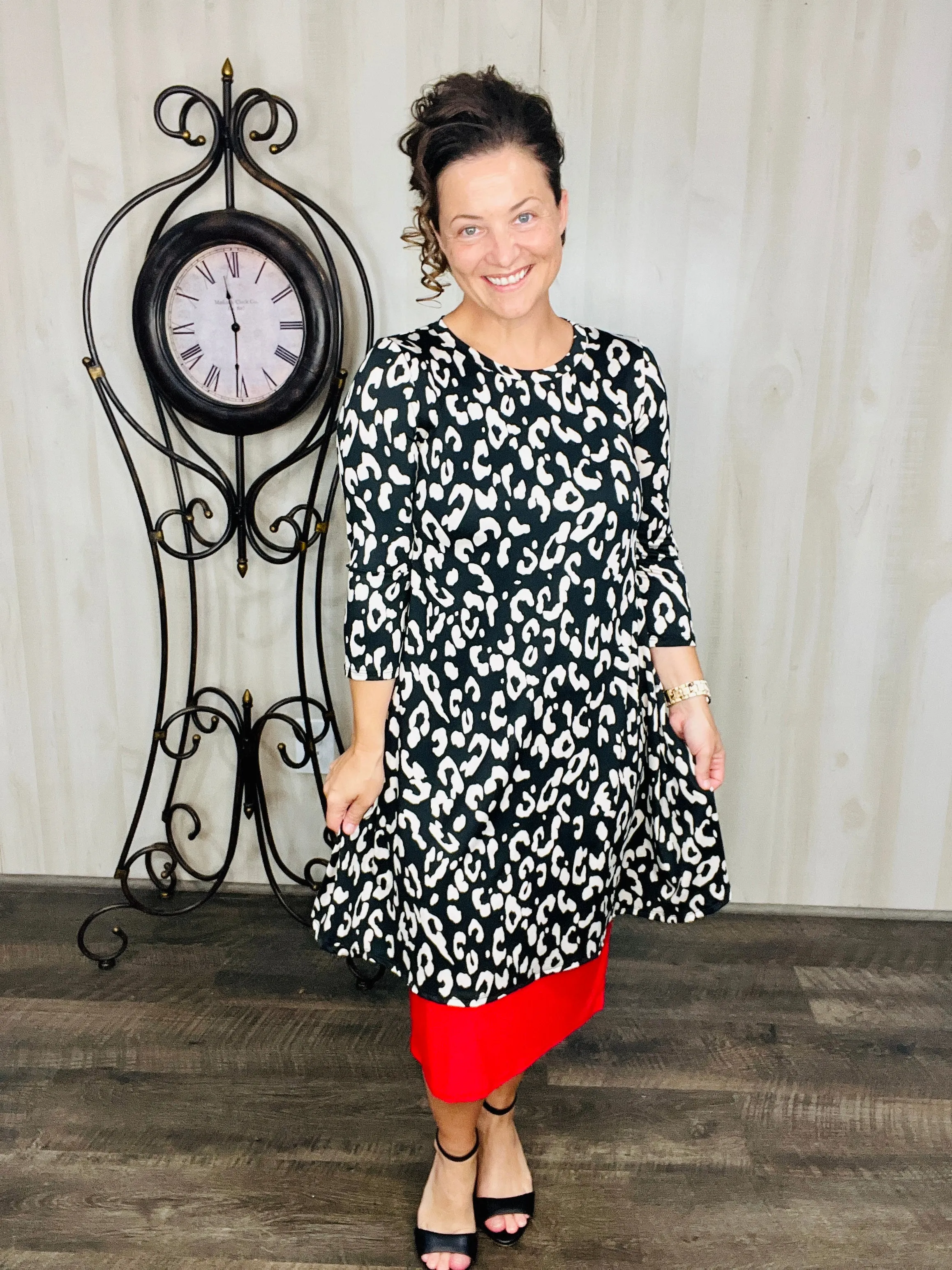 Black & Ivory Animal Print Tunic