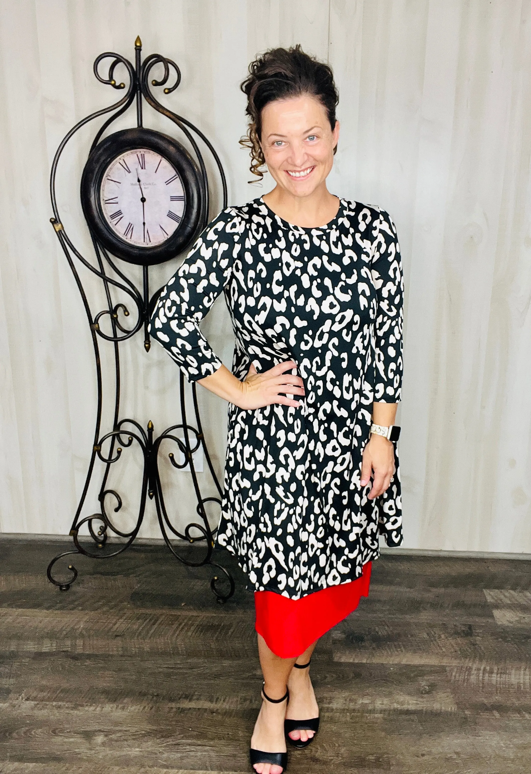 Black & Ivory Animal Print Tunic