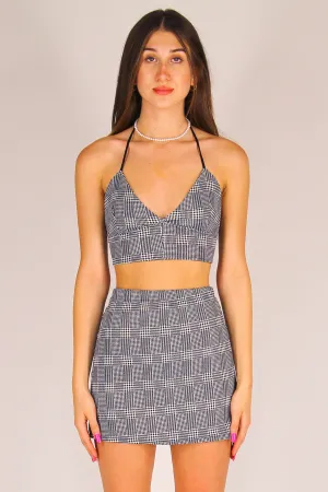 Bralette - Stretchy Grey Plaid