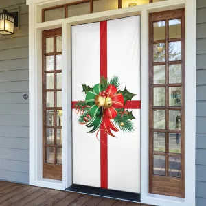 Christmas Decor White Bow Christmas Door Sock