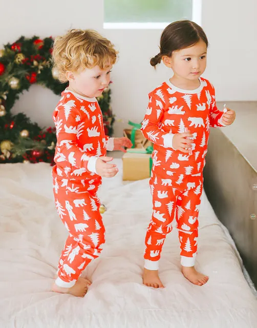 Christmas Polar Bear Red Baby Footed Sleepers