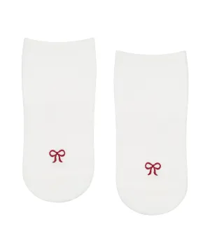 Classic Low Rise Grip Socks - Whimsy Bow White