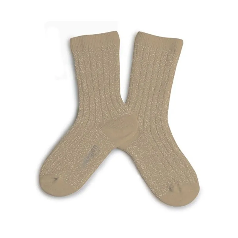 collégien Unies A Cotes Brillantes Petite Taupe Socks