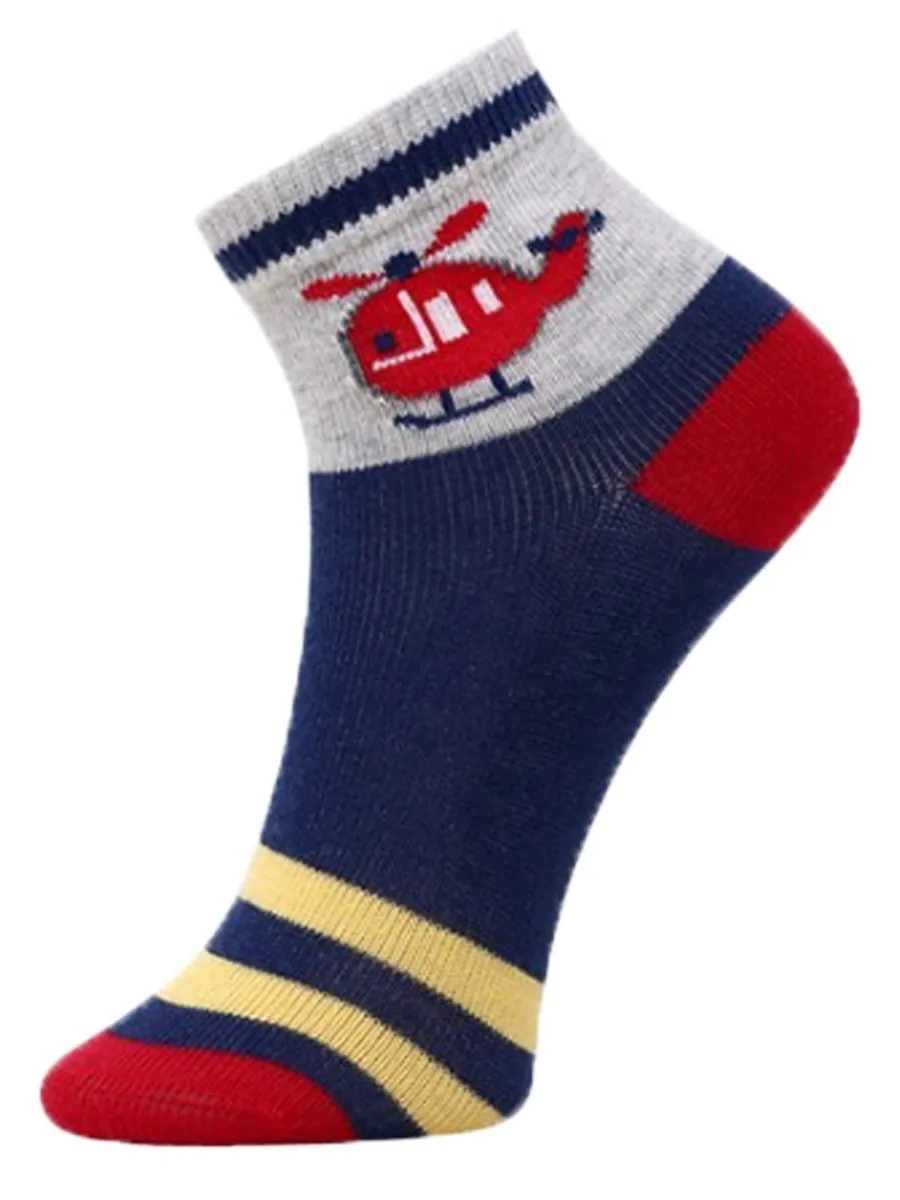 Combo Of 2 Kids Ankle Length Socks:Rider:Grey, Navy