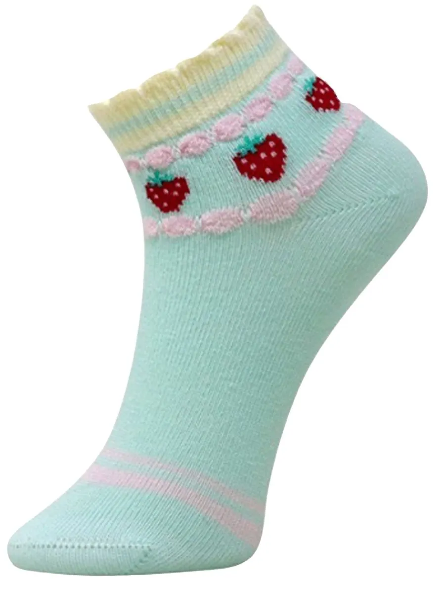 Combo Of 2 Kids Ankle Length Socks:Sweet Berry: Mint, Peach