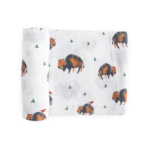 Cotton Muslin Swaddle Blanket - Bison