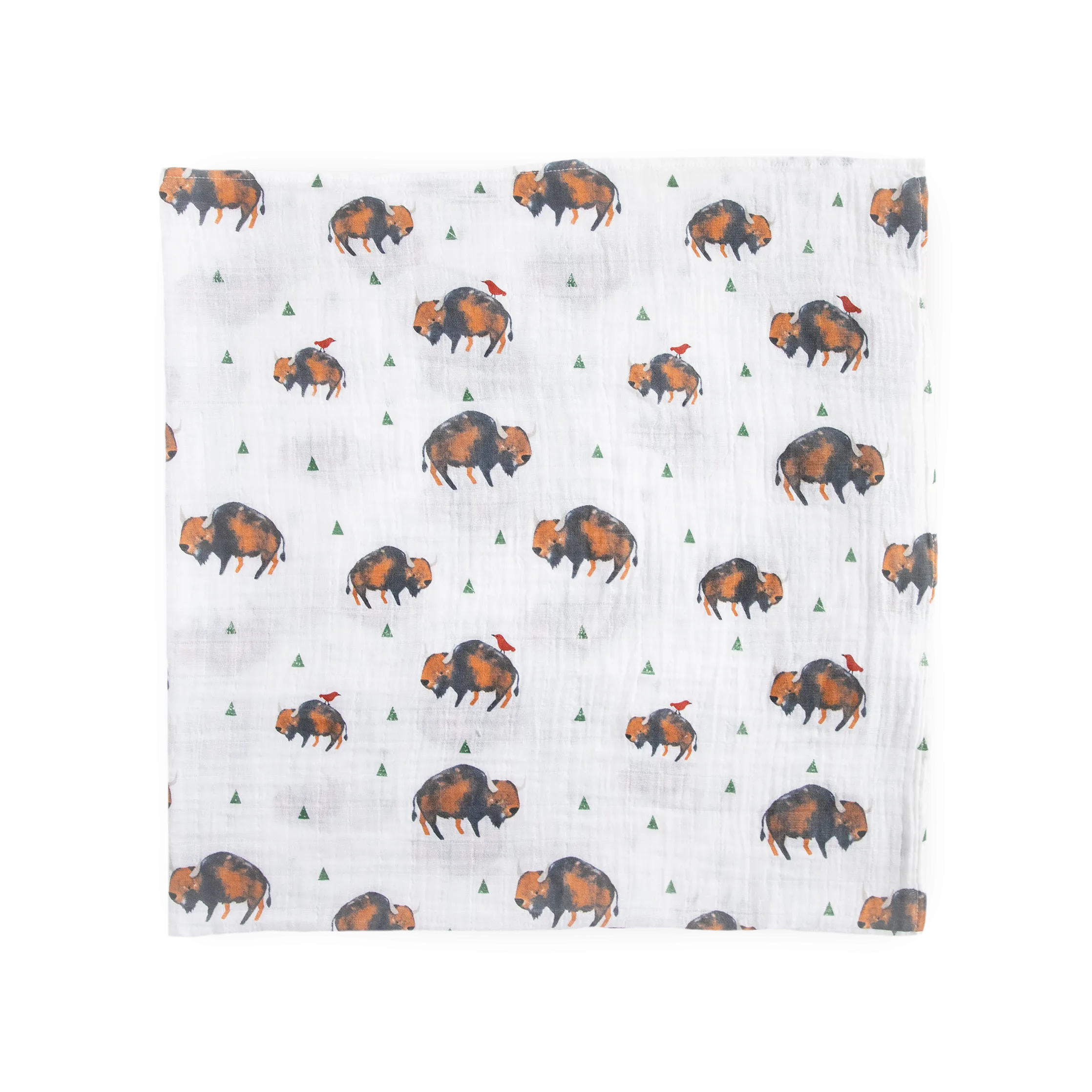 Cotton Muslin Swaddle Blanket - Bison