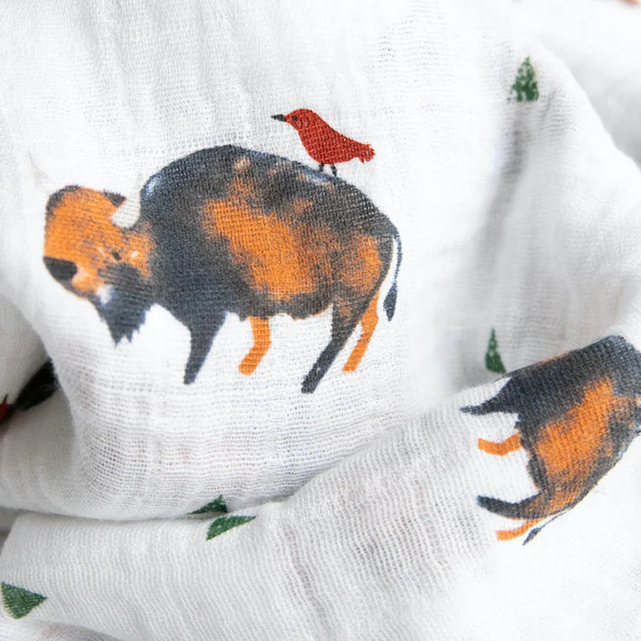 Cotton Muslin Swaddle Blanket - Bison