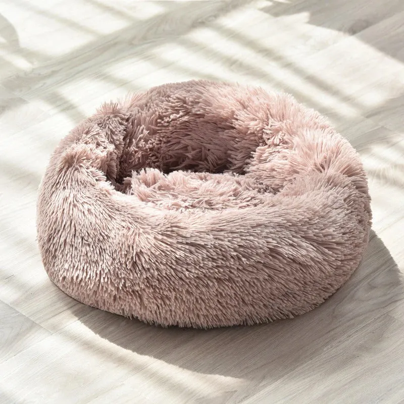 Dog Bed Super Soft Washable Long Plush Pet Kennel Deep Sleep Cat Dog Soft, Donut fluffy and soft bed for any pet cat or dog