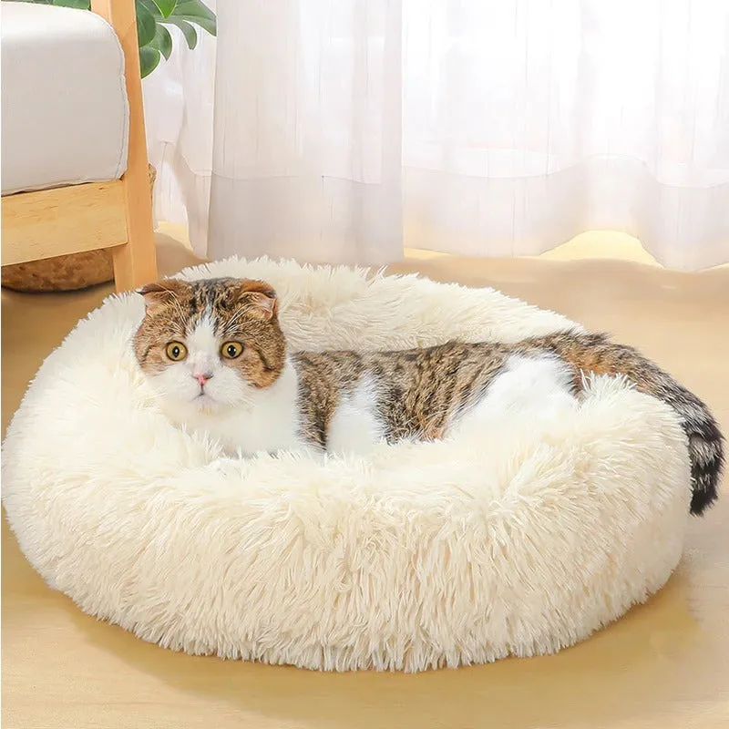 Dog Bed Super Soft Washable Long Plush Pet Kennel Deep Sleep Cat Dog Soft, Donut fluffy and soft bed for any pet cat or dog