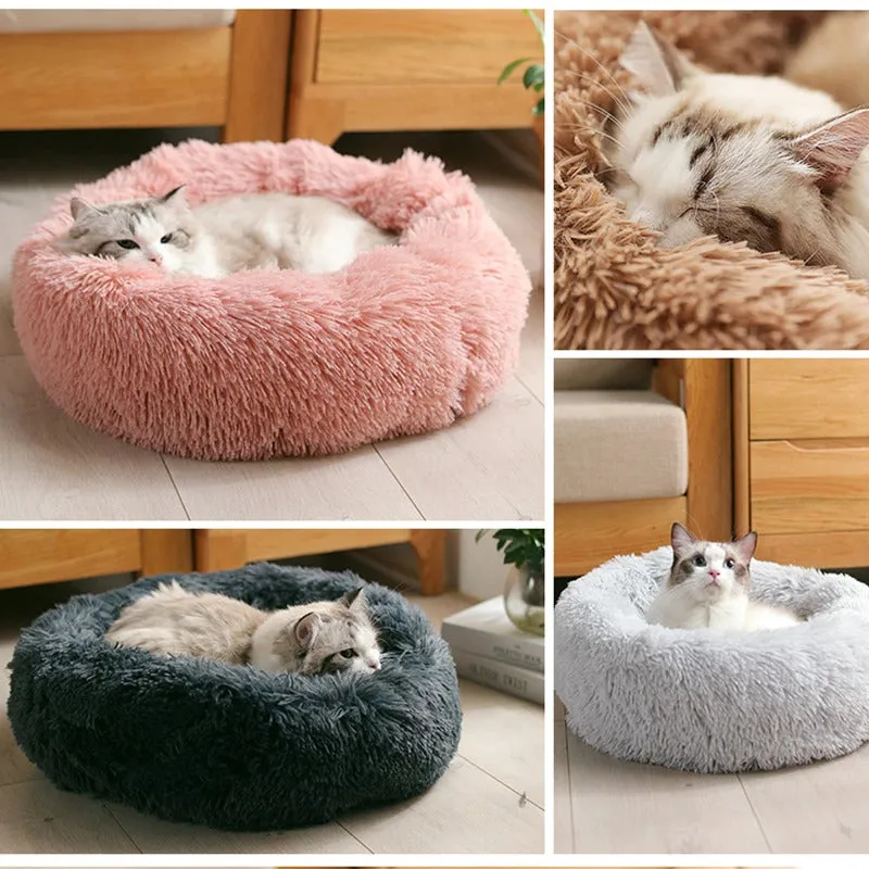 Dog Bed Super Soft Washable Long Plush Pet Kennel Deep Sleep Cat Dog Soft, Donut fluffy and soft bed for any pet cat or dog