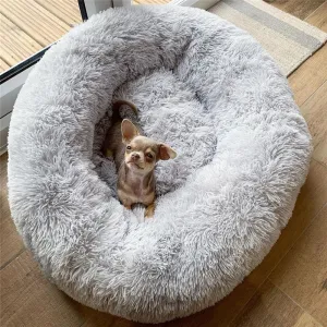 Dog Bed Super Soft Washable Long Plush Pet Kennel Deep Sleep Cat Dog Soft, Donut fluffy and soft bed for any pet cat or dog