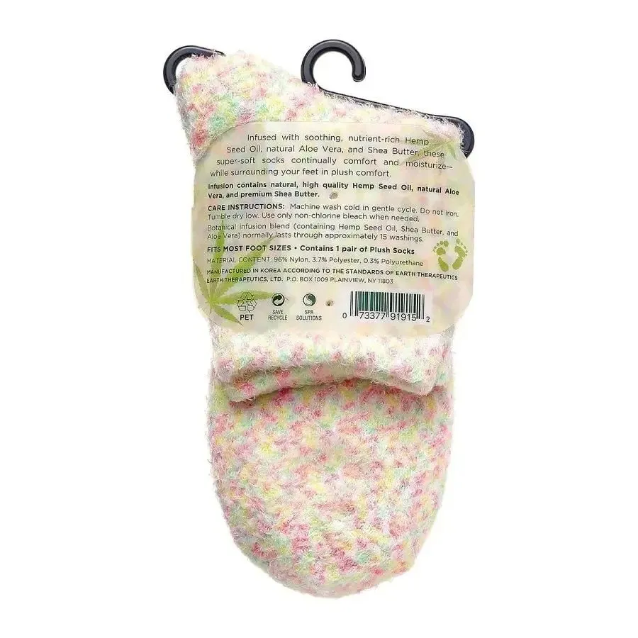 Earth Therapeutics Hemp Seed Oil Aloe Plush Socks Peach Confetti 1 Pair