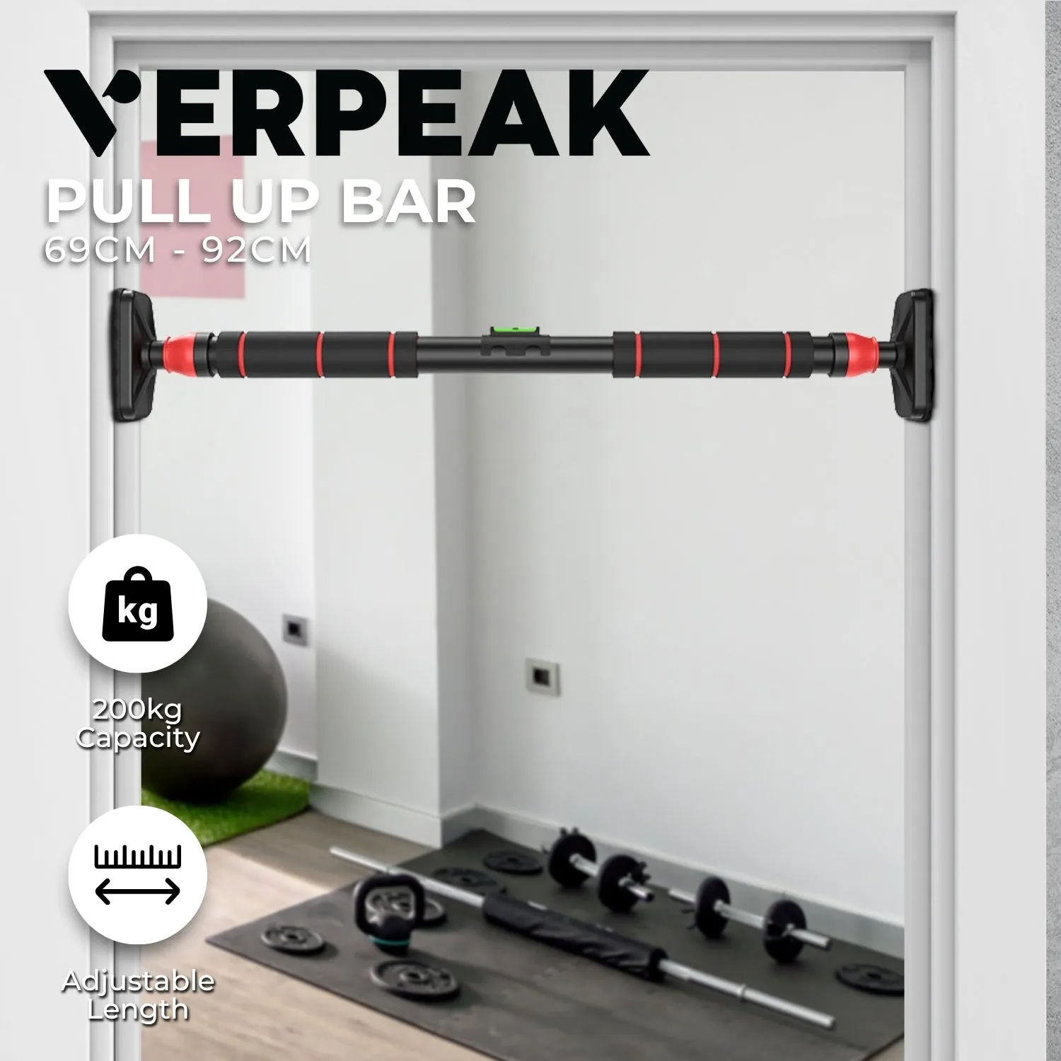 Enhanced Safety Pull Up Bar, Anti-Rust Steel, 200kg Capacity - VERPEAK