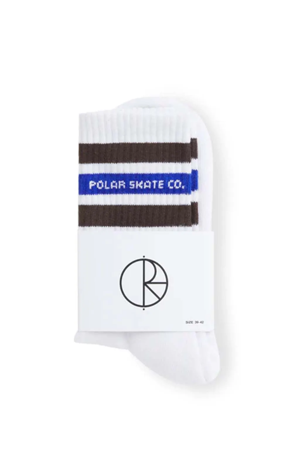 Fat Stripe Socks - White/Brown/Blue