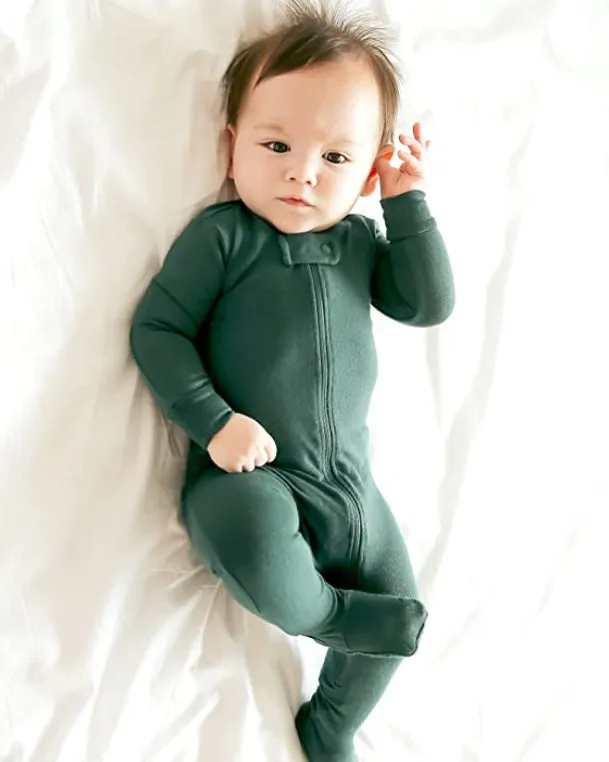 Green Baby Footed Sleepers