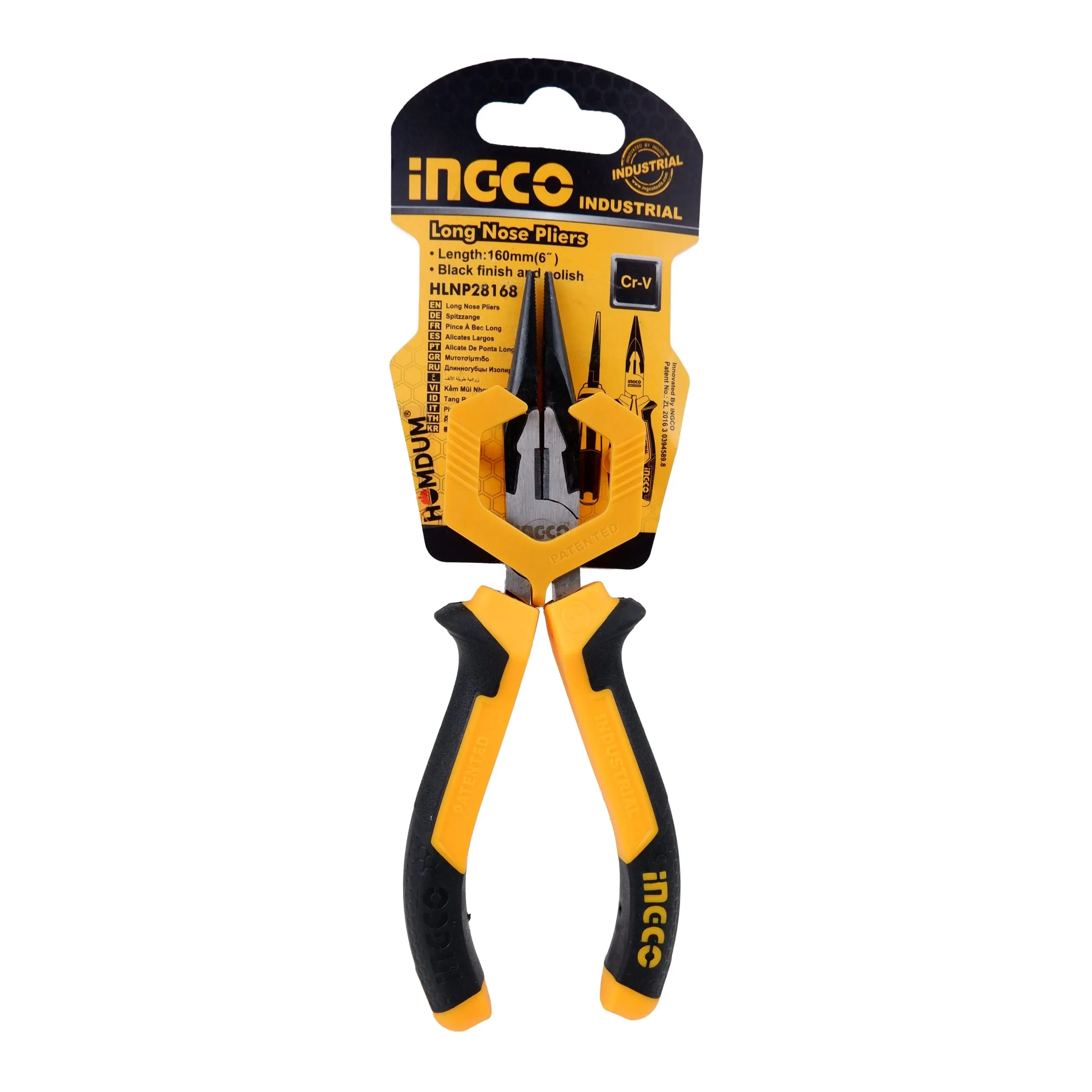 Homdum 6 inch Industrial Sturdy Steel nose plier HLNP08168 INGCO 160mm Multi-purpose Needle Nose Mini Plier double color sleeve black & yellow