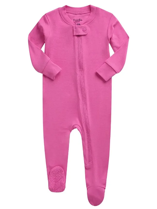 Hot Pink Baby Footed Sleepers