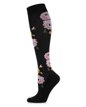 In Bloom, Floral (Black) Bamboo Compression Socks