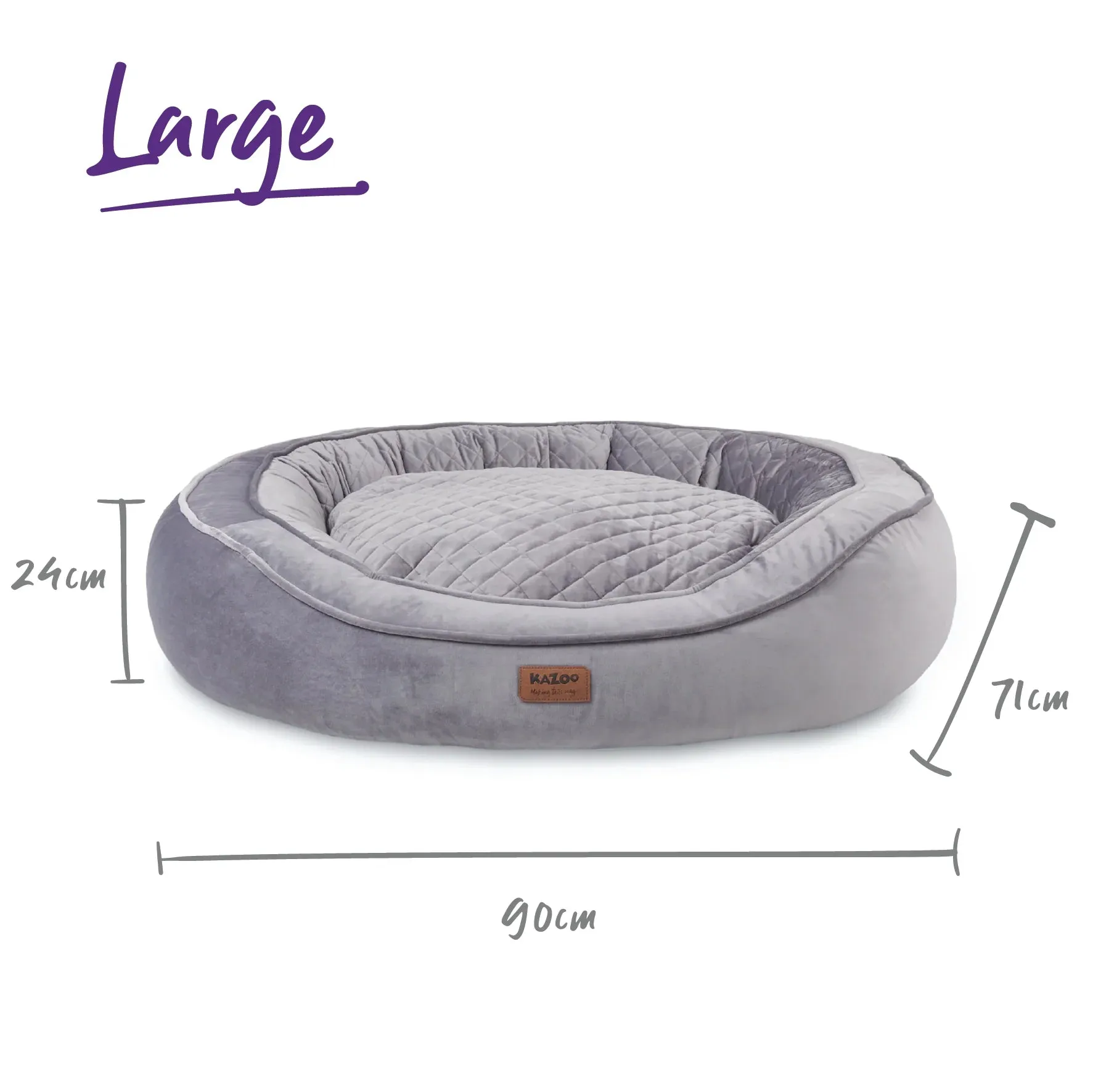 Kazoo Bilby Dog Bed Silver Large