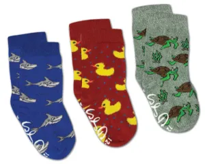 Kid's 3 Pack Rubber Ducks, Sharks and Turtles Crew Sock -0-12 Months