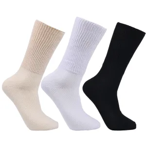 Laulax 3 Pairs Mens Loose Top Gentle Grip Diabetic Cotton Socks Size UK 7-11 / Europe 40-46, Gift Set 2 Design