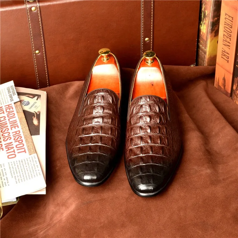 Luxury CrocTex Pointed Toe Slip-On Loafers