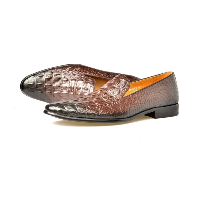 Luxury CrocTex Pointed Toe Slip-On Loafers