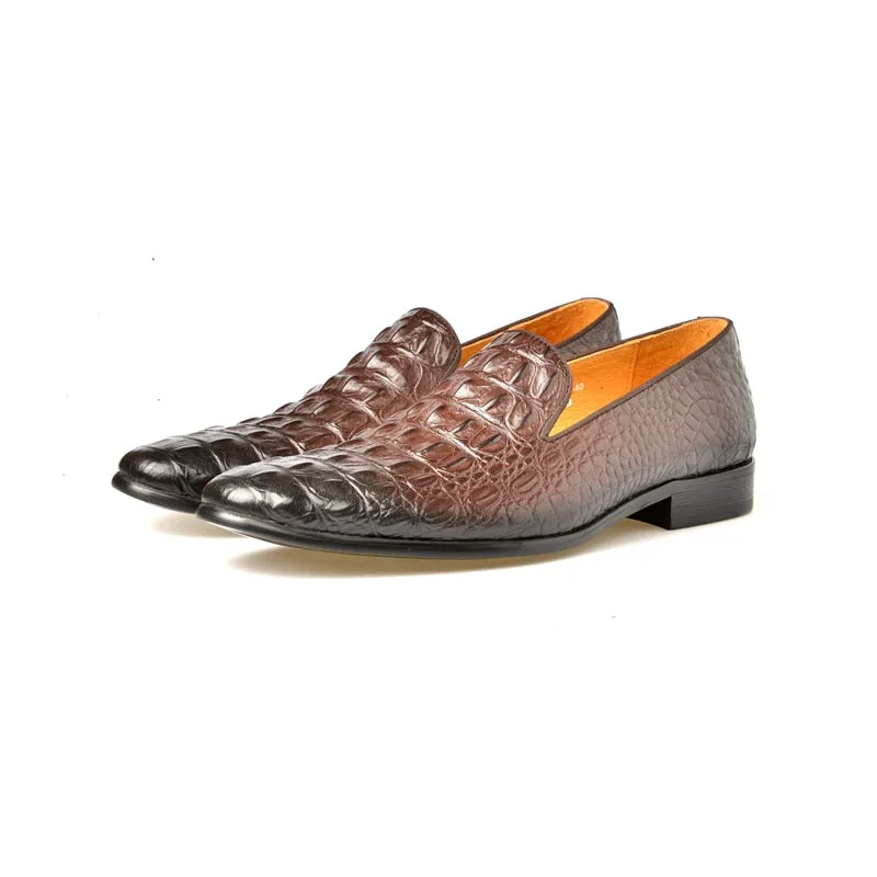 Luxury CrocTex Pointed Toe Slip-On Loafers