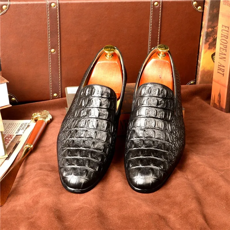 Luxury CrocTex Pointed Toe Slip-On Loafers