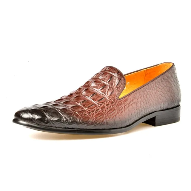 Luxury CrocTex Pointed Toe Slip-On Loafers