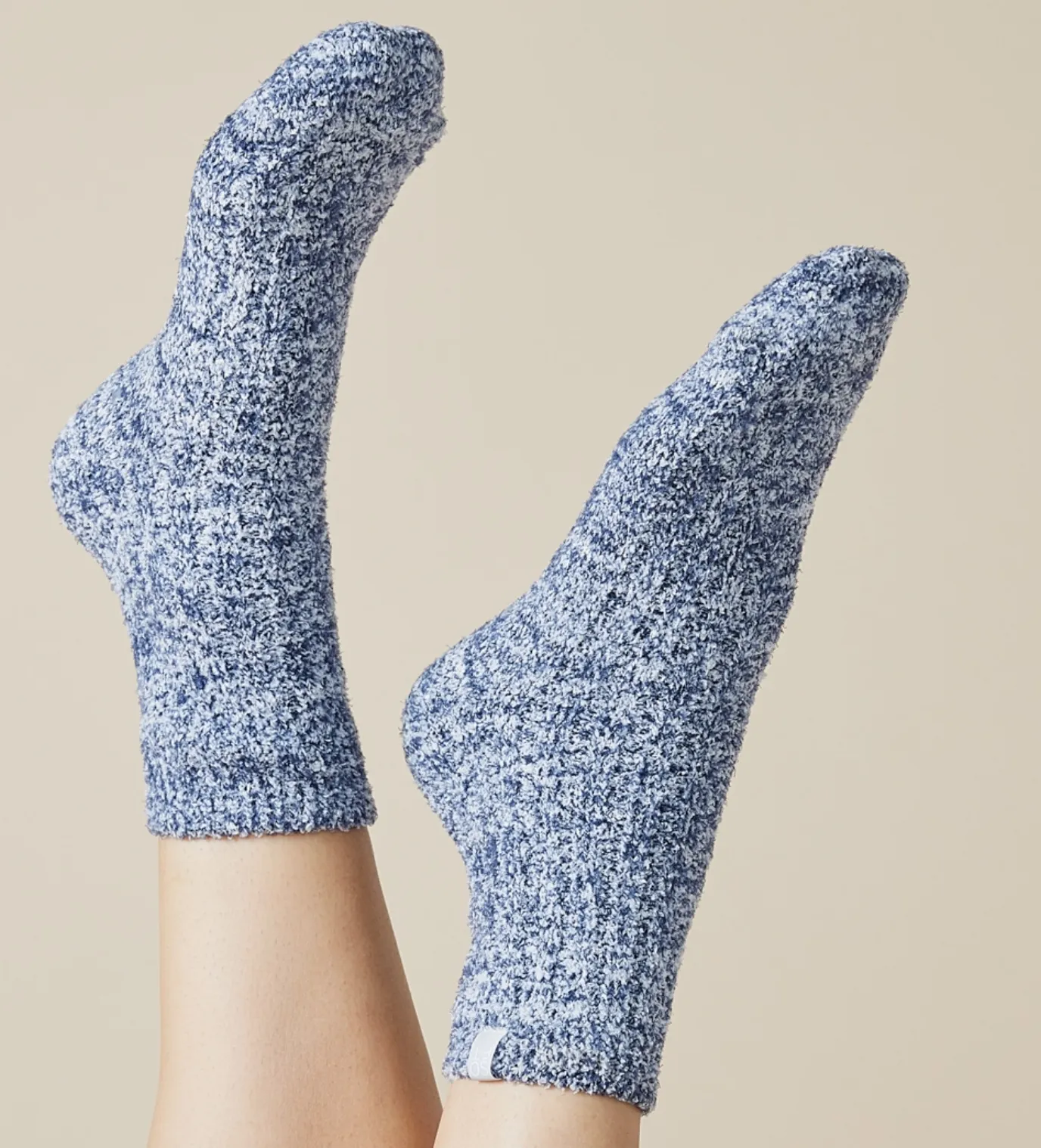 Marshmallow Crew Socks with Grippers -Heather Midnight