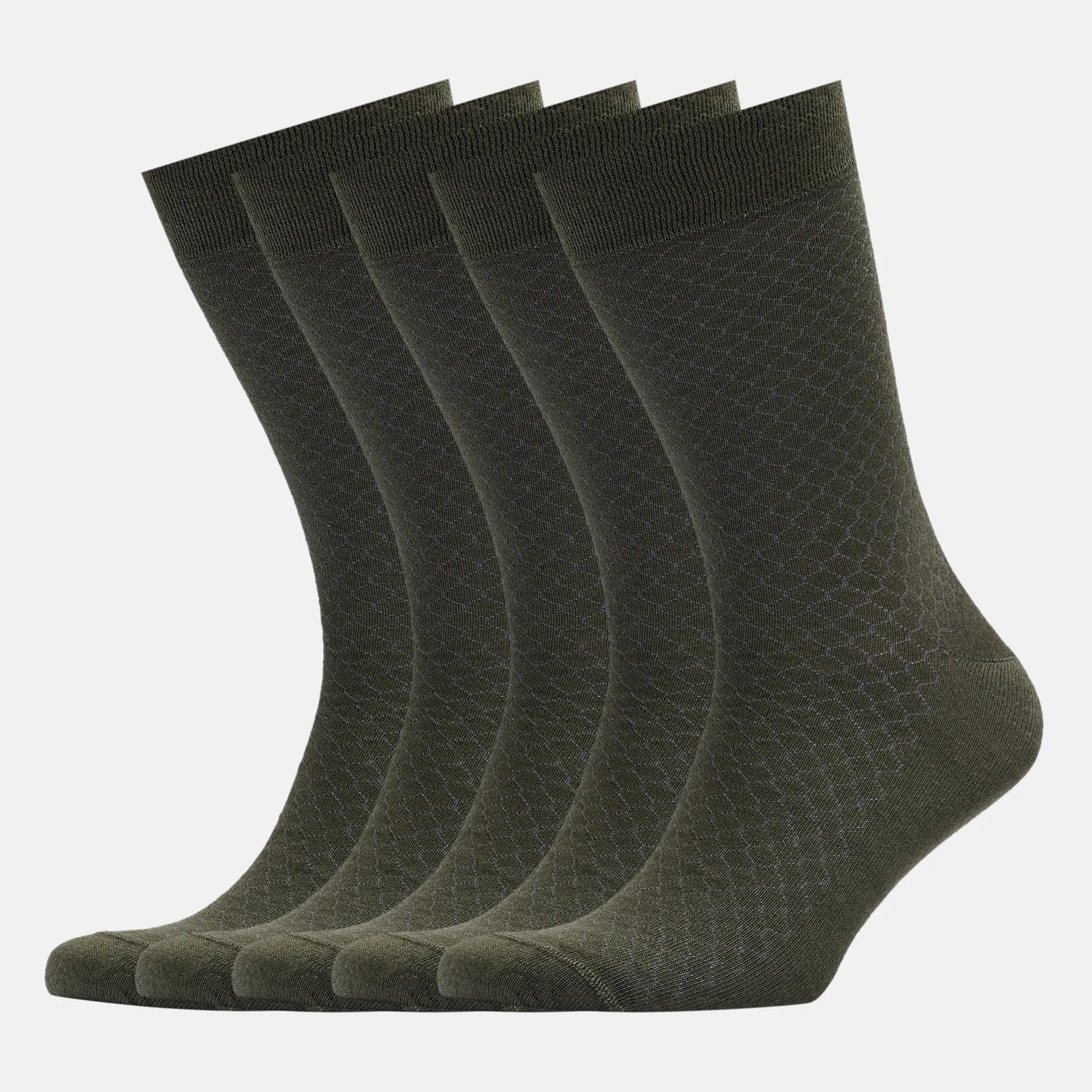 Men's Bamboo Dress Socks • Honeycomb Pack of 1/3/5 Pairs • Green Khaki