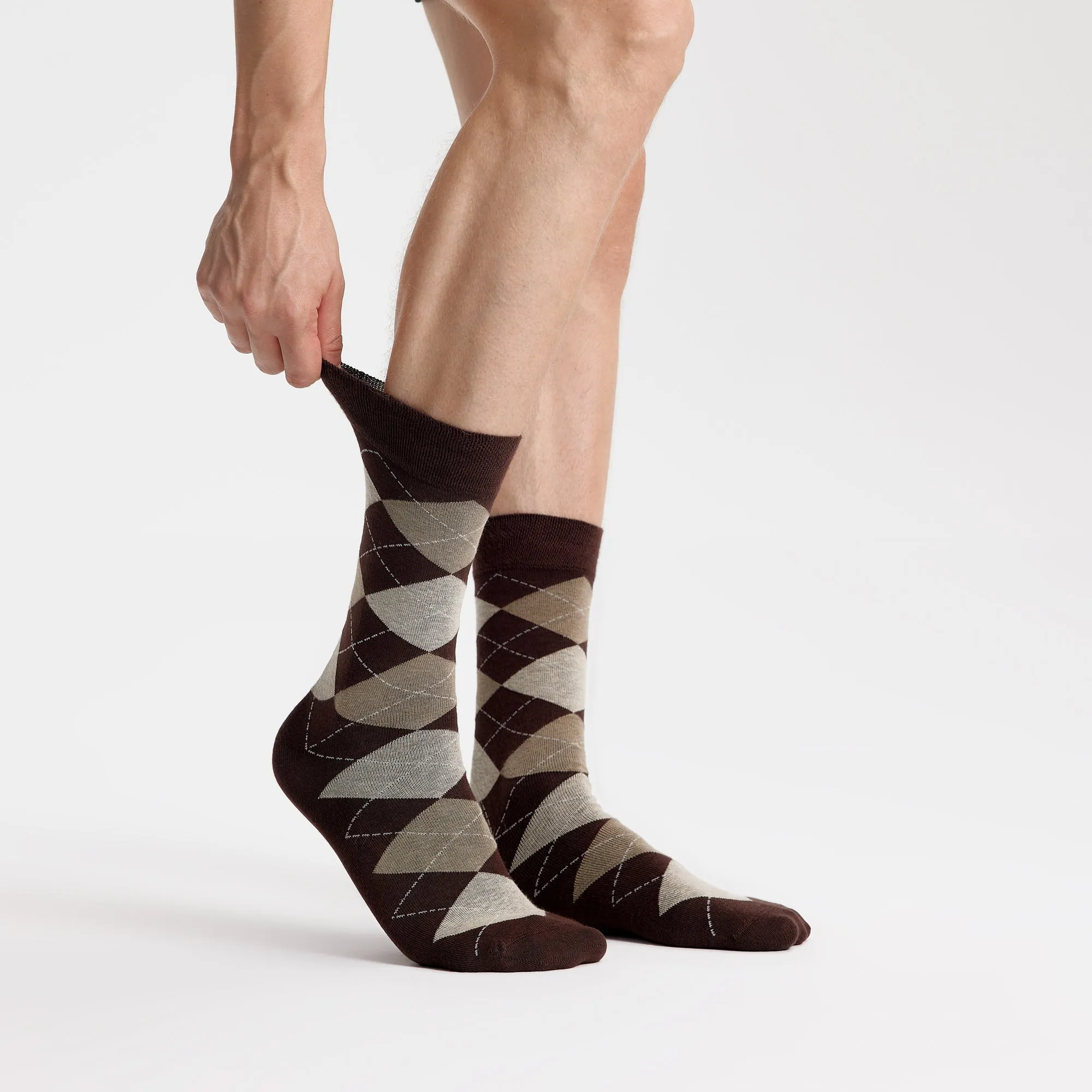 Men's Bamboo Dress Socks • Pattern Pack of 5 Pairs • Dark Brown