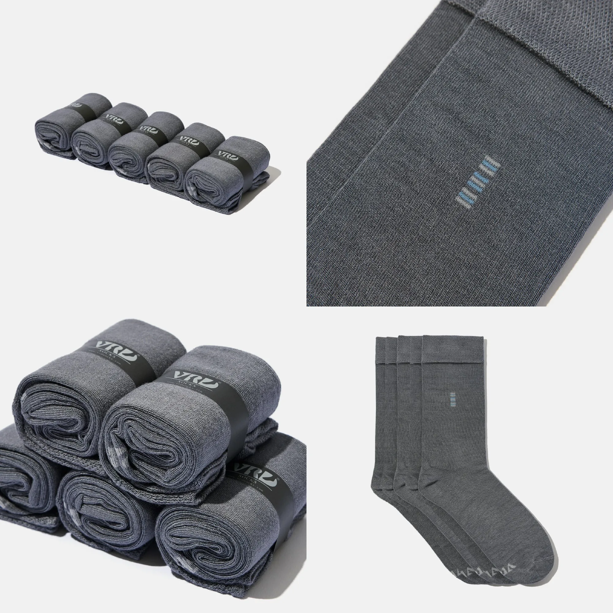 Men's Bamboo Dress Socks • Plain Pack of 1/3/5 Pairs • Ocean Grey