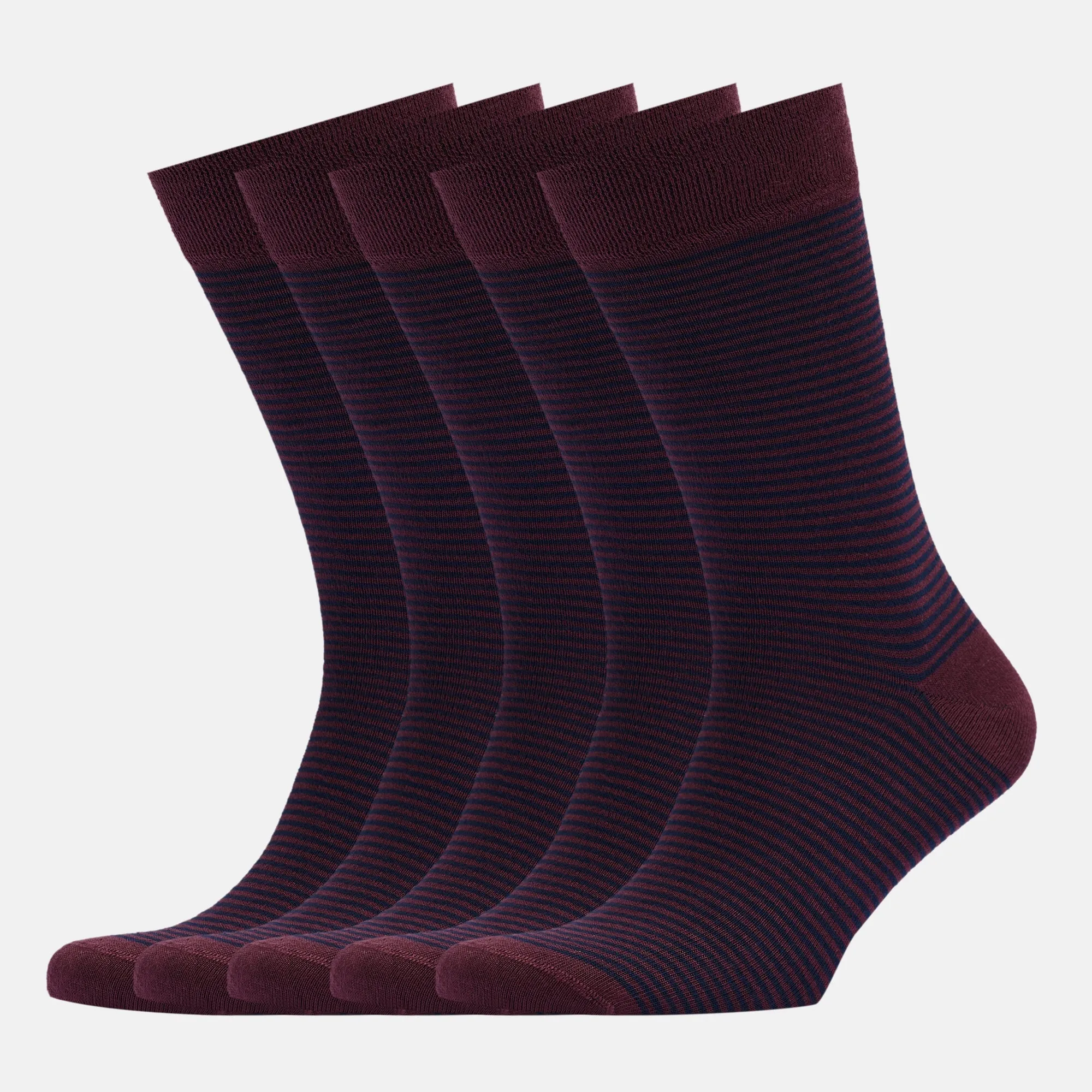 Men's Bamboo Dress Socks • Striped Pack of 1/3/5 Pairs • Burgundy