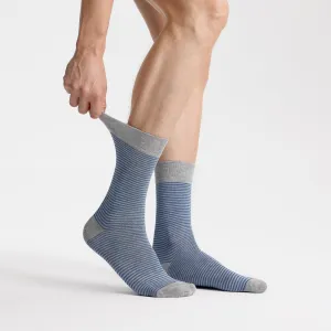 Men's Bamboo Dress Socks • Striped Pack of 1/3/5 Pairs • Pacific Grey