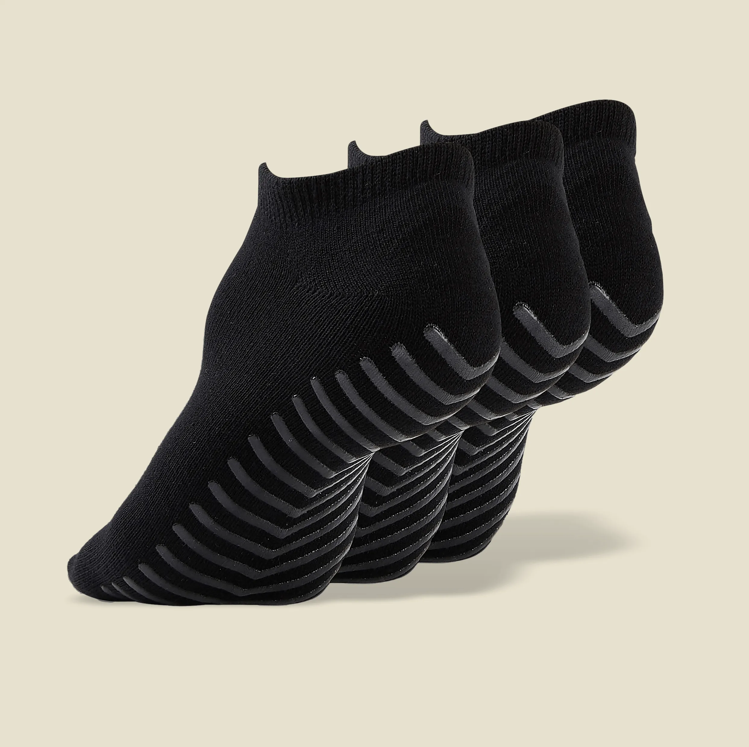 Men's Black Low Cut Ankle Non Skid Socks - 3 pairs