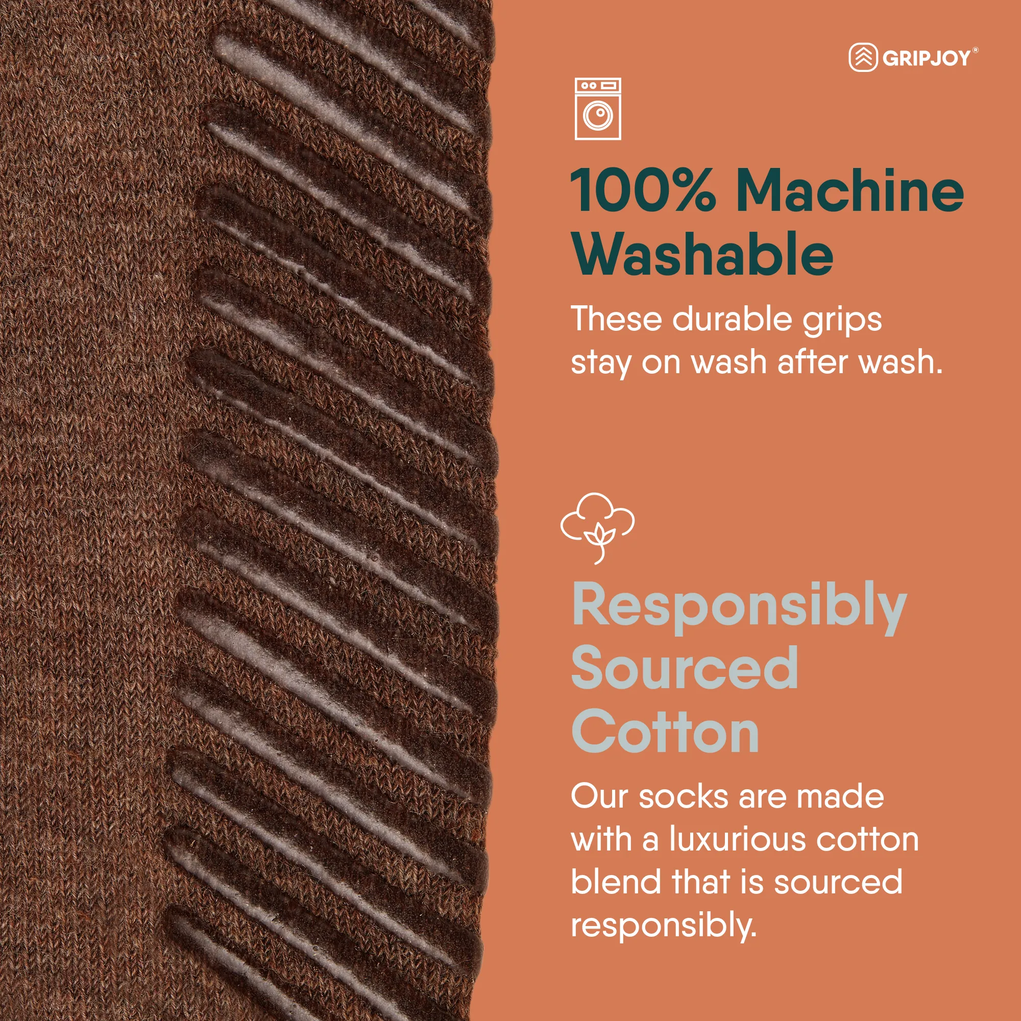 Men's Brown Original Crew Non-Slip Socks - 3 pairs