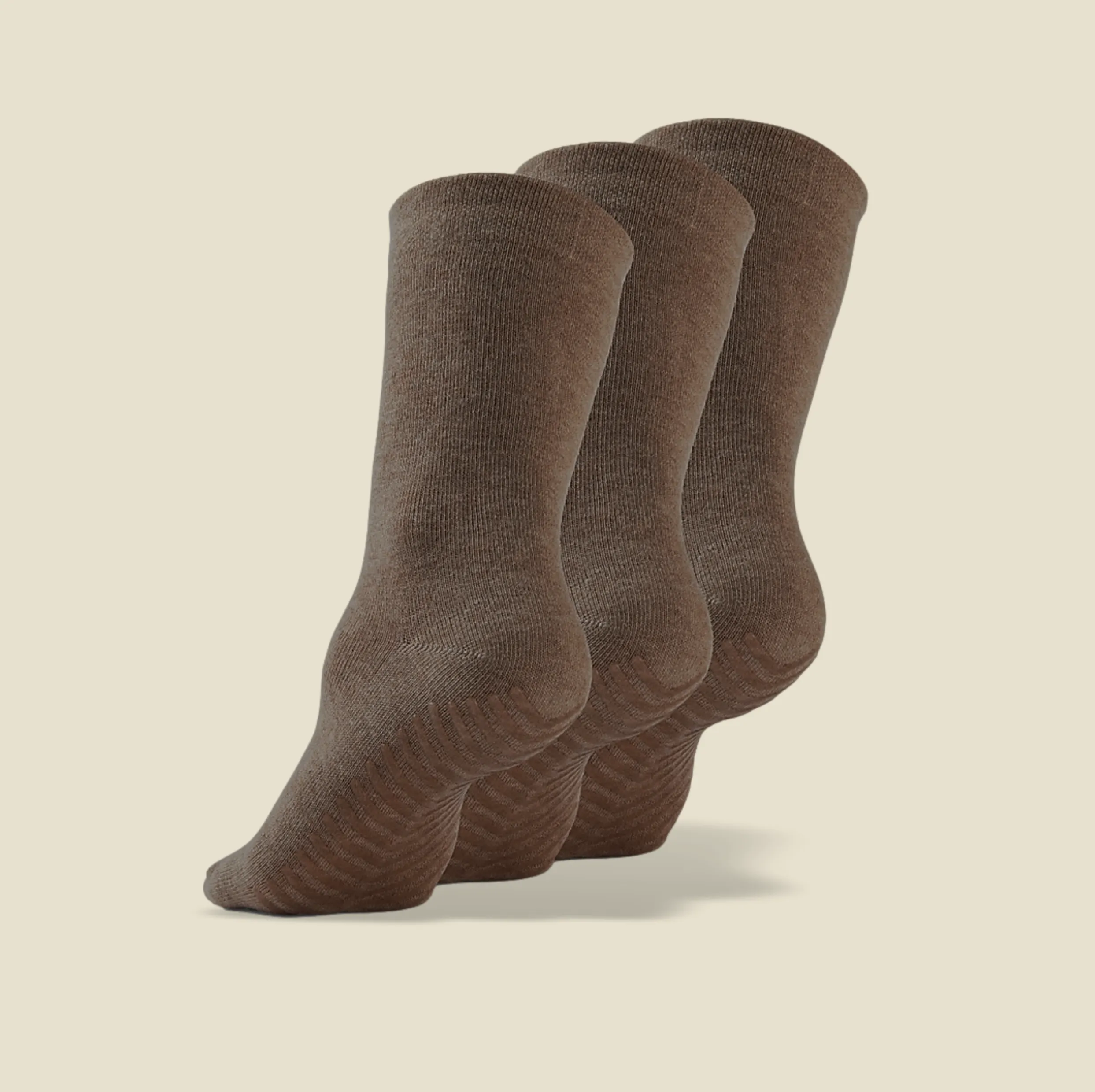 Men's Brown Original Crew Non-Slip Socks - 3 pairs