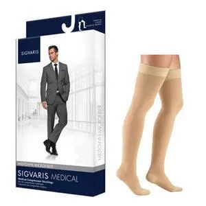 Midtown Microfiber Thigh-High with Grip-Top, 20-30, Large, Long, Closed, Tan/Khaki