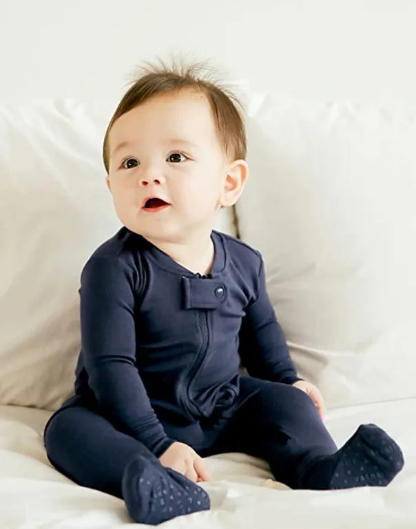 Navy Baby Footed Sleepers