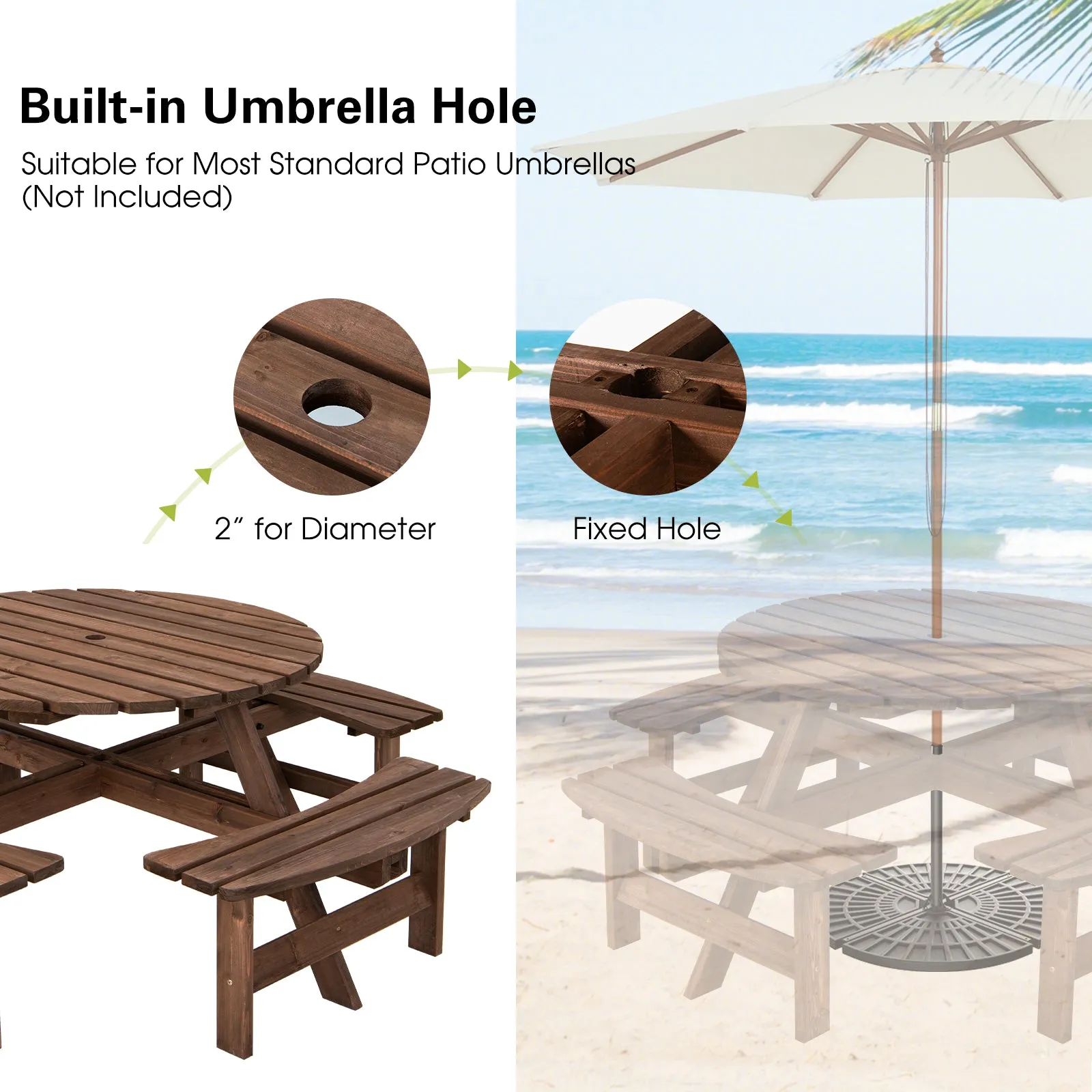 ORION 8-Seat Wood Patio Dining & Bench Set