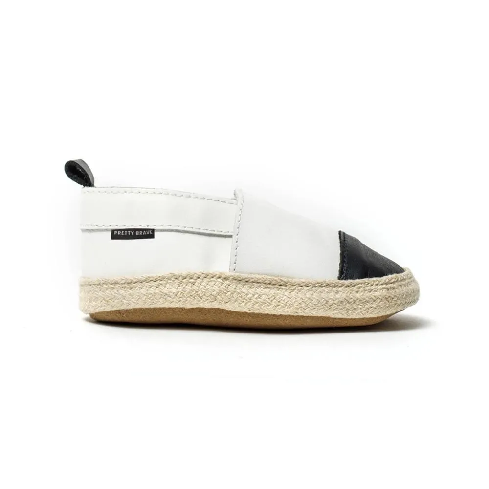 Pretty Brave Baby Espadrille White With Black Toe