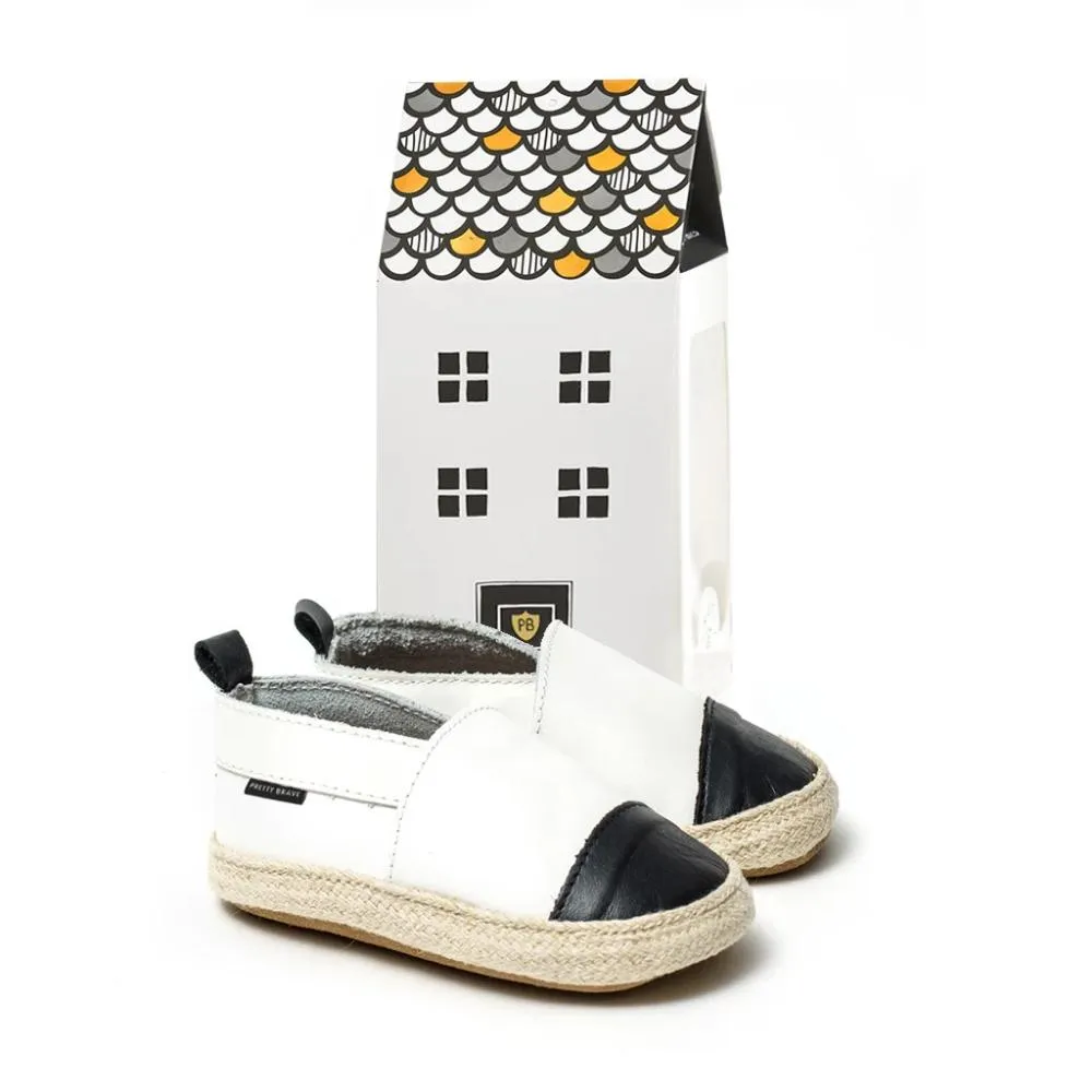 Pretty Brave Baby Espadrille White With Black Toe