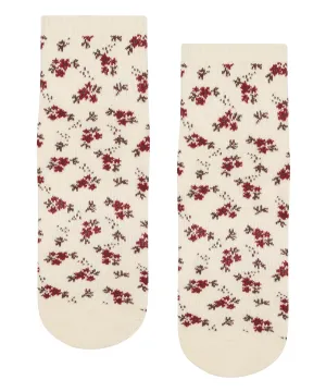 Quarter Crew Non Slip Grip Socks - Ditsy Floral