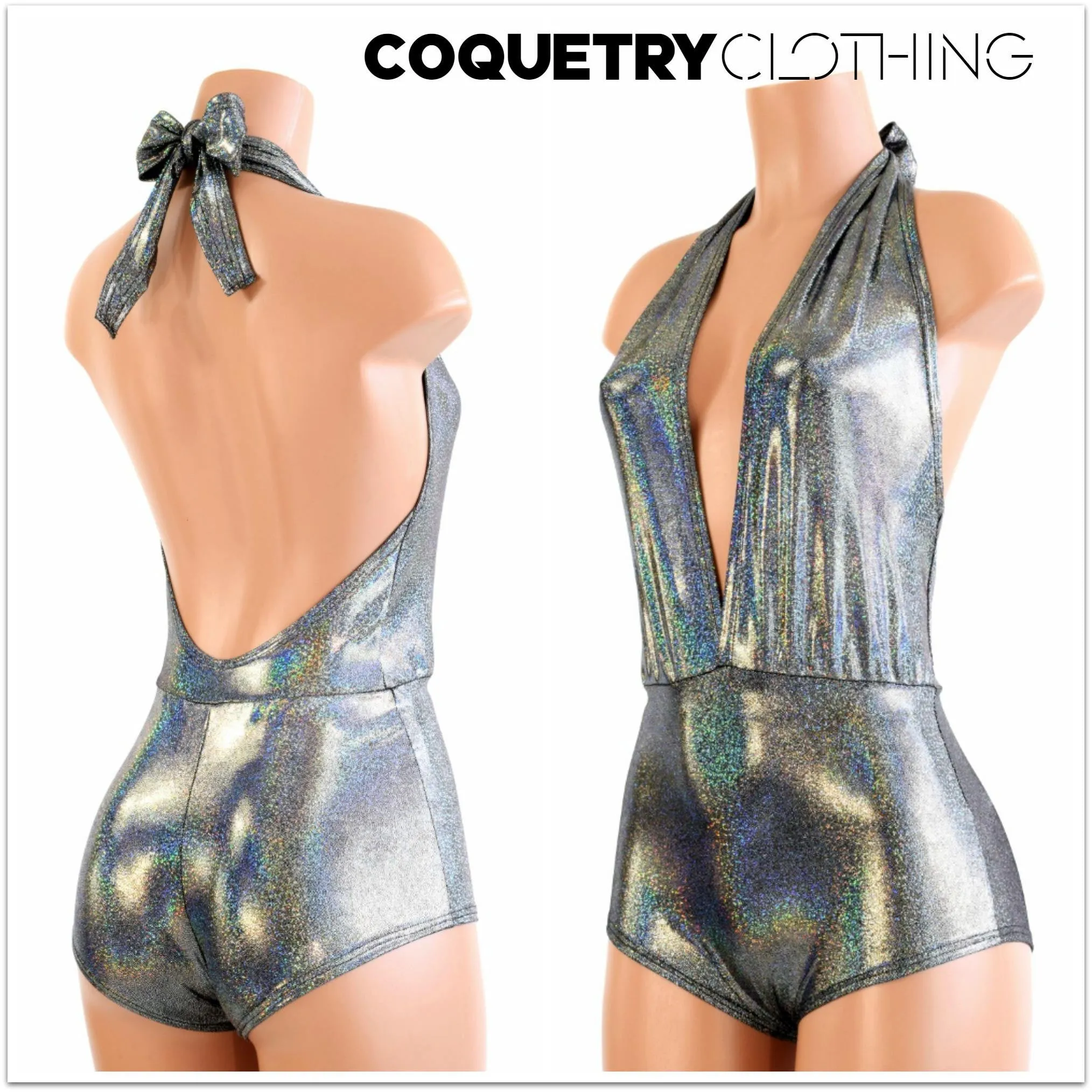 "Josie" Romper in Silver Holographic